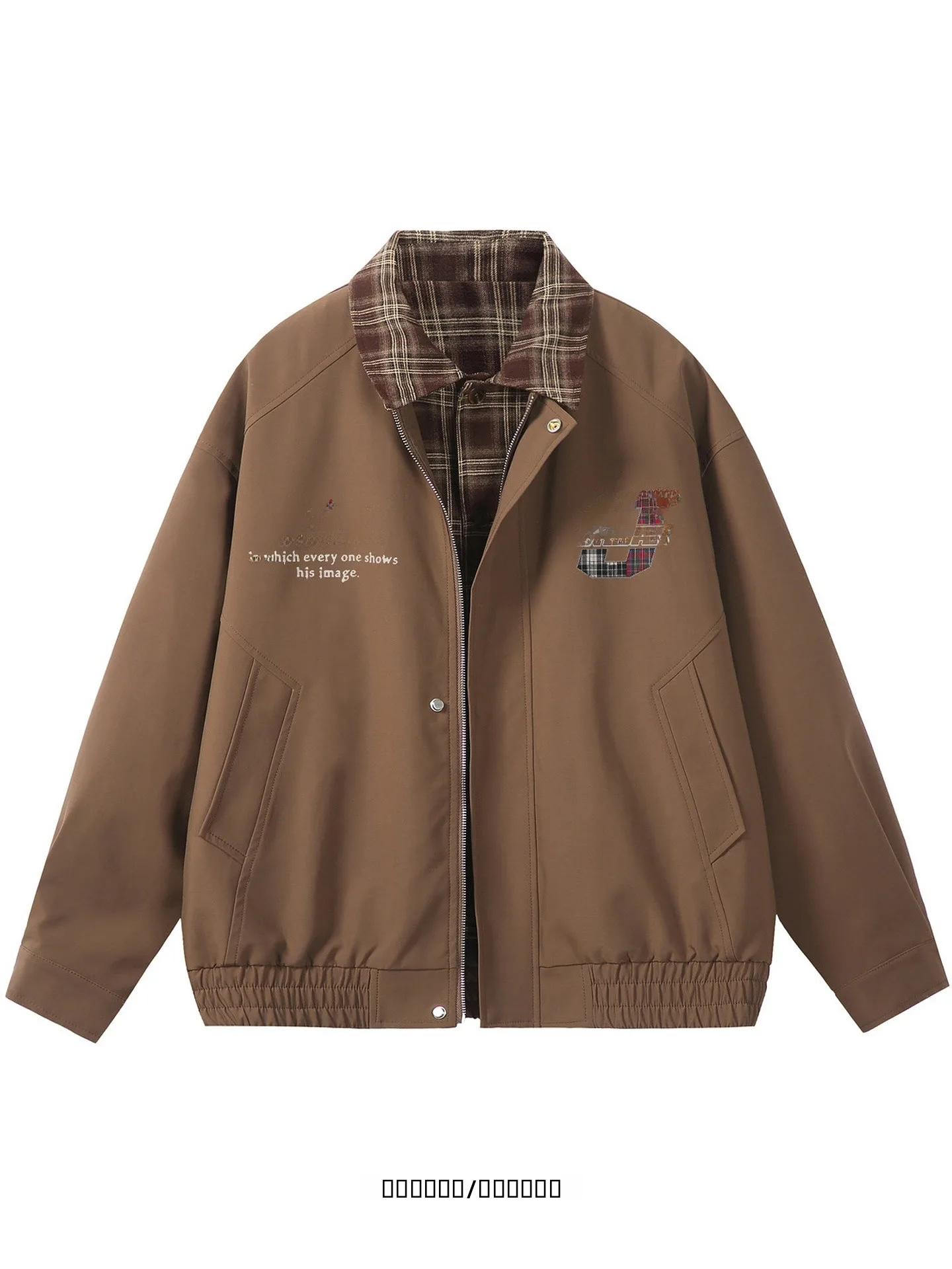 

Свободная клетчатая куртка для пар в стиле Харадзюку с буквенным принтом, повседневная верхняя одежда для подростков, осень-зима, из полиэфирного волокна, с длинными рукавами