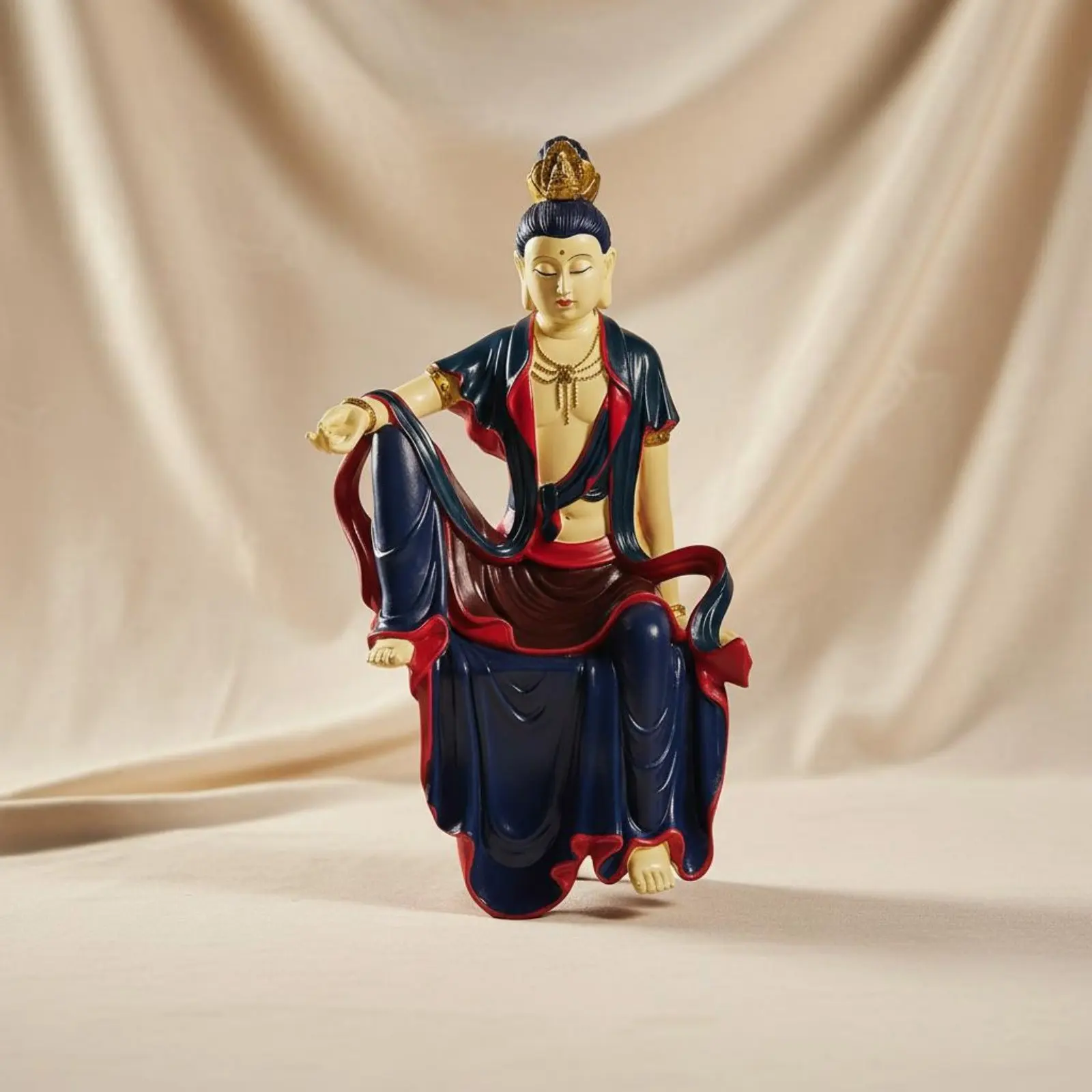 

Water Moon Guanyin Figurine Elegant Gift Guanyin Statue Kwan Yin Figurine Fine Detail Religious Art Cold Cast Resin for Office