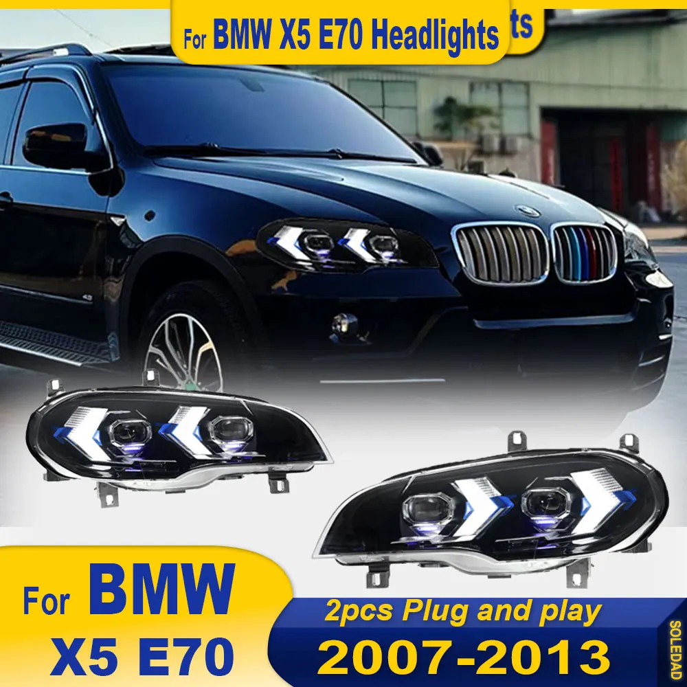 Car HeadLamp for BMW X5 E70 LED Headlight 2007 2008 2009 2010-2013 Headlights DRL Turn Signal High Beam Angel Eye Projector Lens