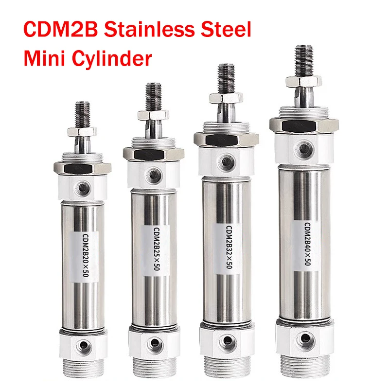 CDM2B16/20/25/32/40 Series Stainless Steel Magnetic Ring 25-300mm Stroke Double Acting Mini Pneumatic Air Cylinder