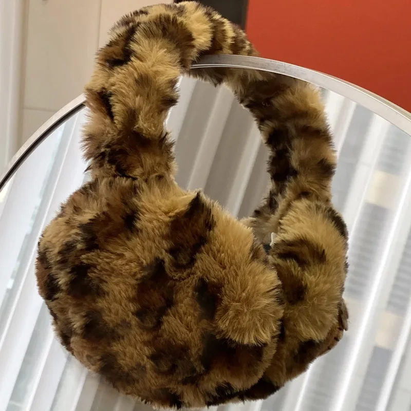 Y2k americano leopardo impressão earmuff ao ar livre proteção contra frio orelha-muffs capa para o inverno macio pelúcia aquecedores de orelha acessórios de inverno