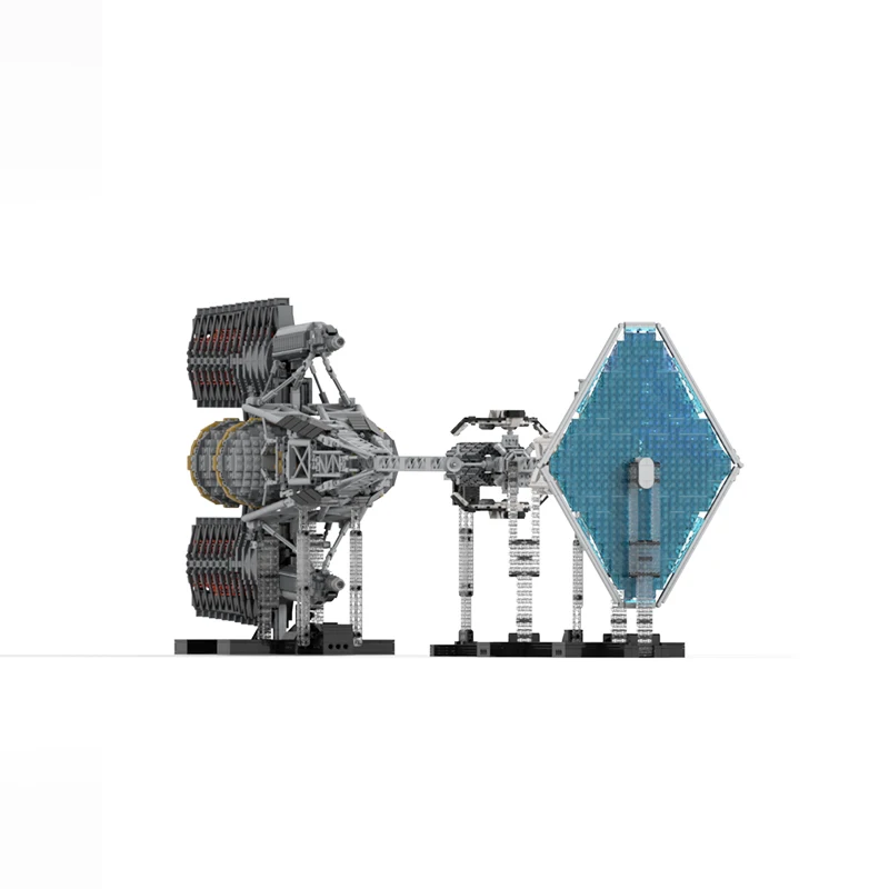 سفينة الفضاء ISV مشروع ستار السكك الحديدية النقل سفينة البضائع MOC اللبنات التجمع نموذج الطوب جامع مجموعات لعبة Gif