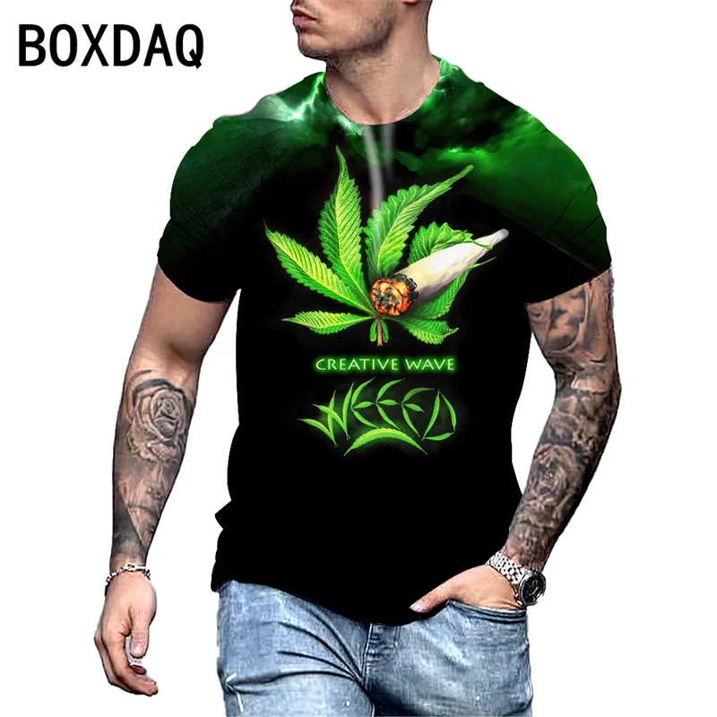 3D Marijuana No Smoking Print T-Shirt Men\'s Summer Short Sleeve O-Neck T Shirt 2023 New Oversized 6XL Fashion Men\'s Blouses