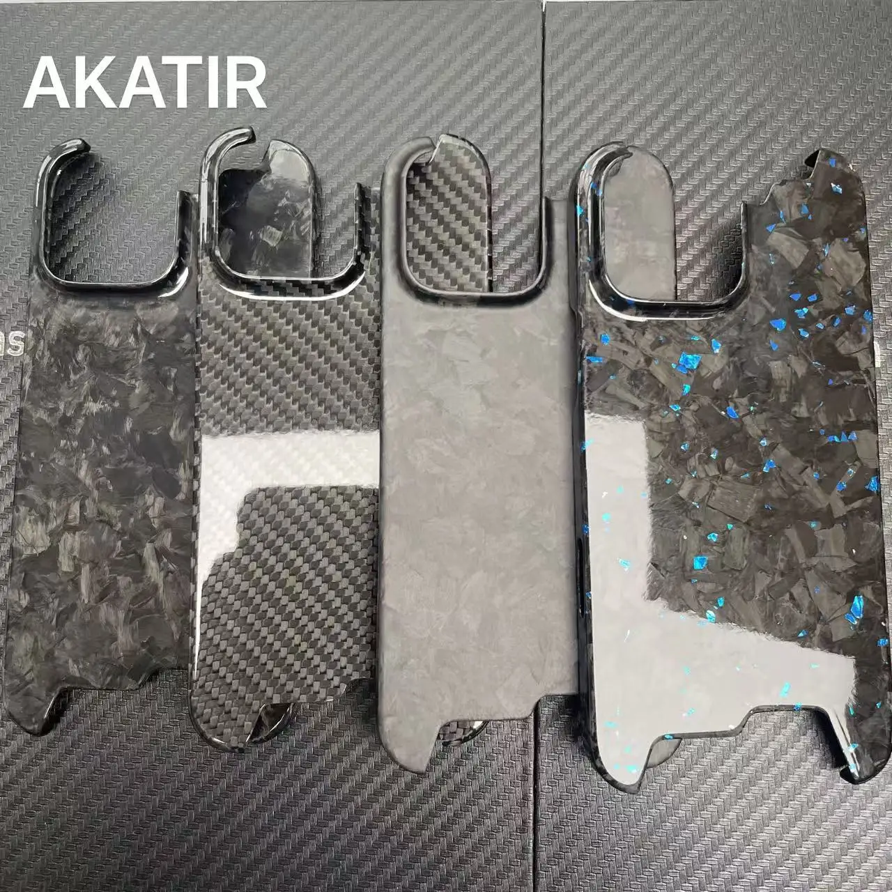 AKATIP For iPhone 13/14/15/16 Pro Max Forged Gold Foil Carbon Fibre Shockproof and Drop-Resistant iPhone 16 Pro Case