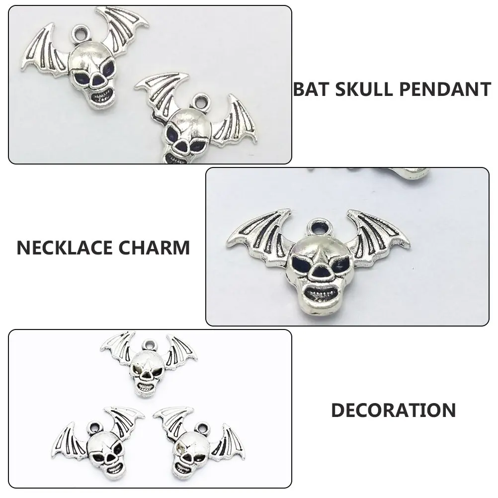 1Set Bat Skull Pendant Halloween Necklace Charm 24Mm Alloy Halloween Decoration Pack 50 Eco Friendly Non Toxic