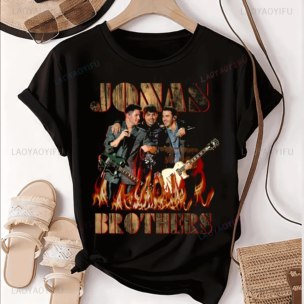 Vintage JONAS BROTHERS Band Printed T-shirt Top JONAS BROTHERS Trend Short Sleeve Unisex Shirt Graphic Oversized T-shirt