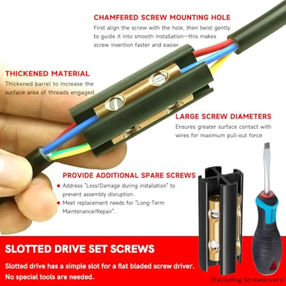 Underground Wire Splice Kit For Direct Burial UF Cable Connections With Brass Screw Connectors And Heat Shrink Tubing