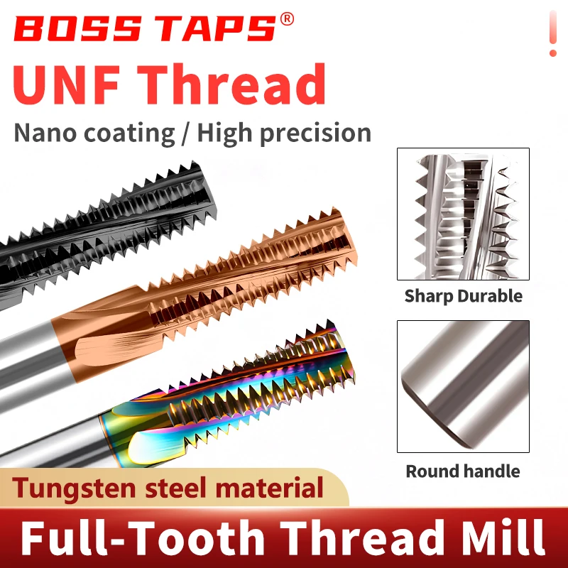 

Boss Taps CNC tungsten steel American standard thread full-flute tap milling cutter UNF for steel thread milling