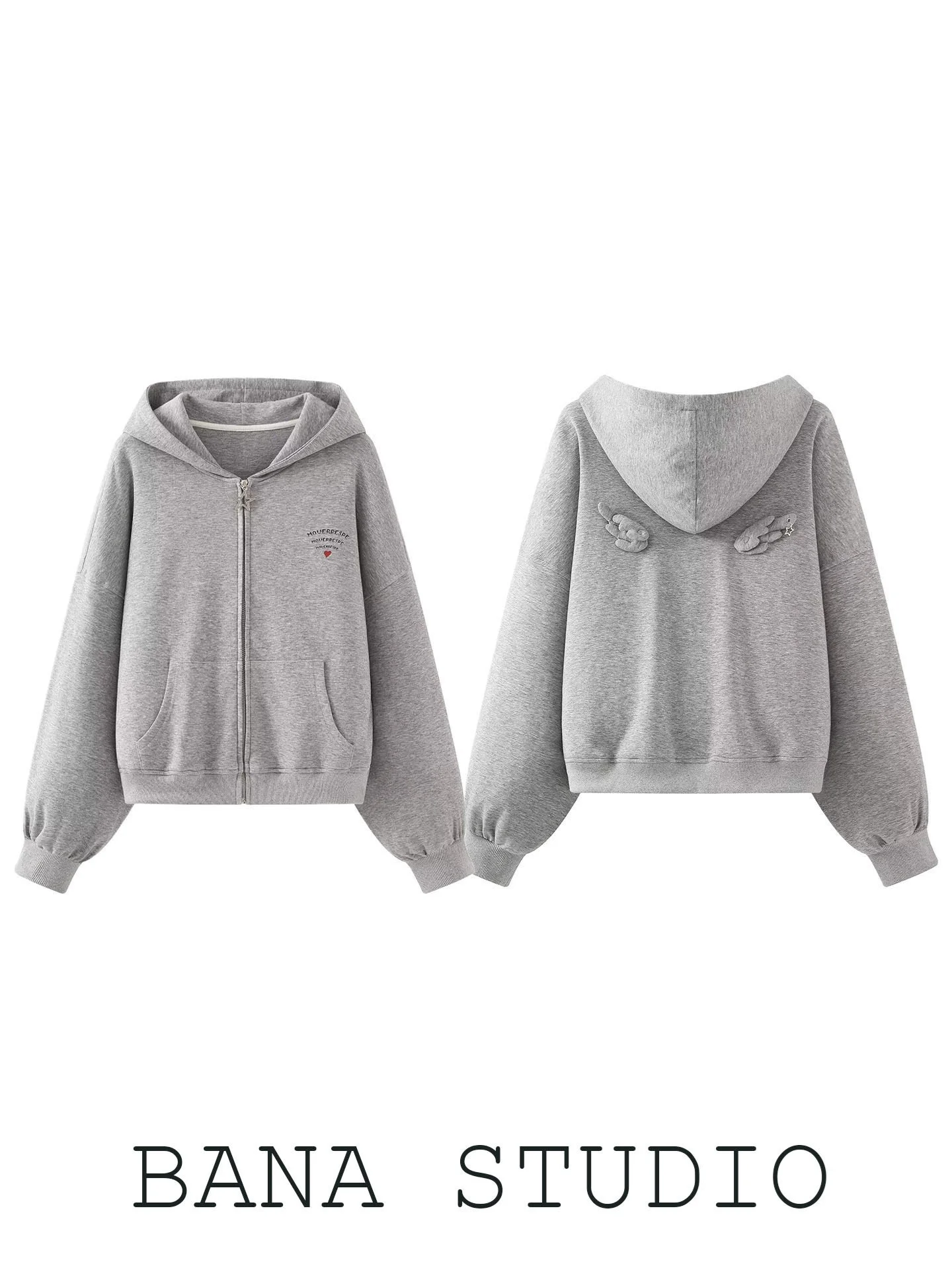 

Свободный кардиган с капюшоном и 3D крыльями, женская куртка больших размеров, верхняя одежда BANA, свитер с открытой передней частью на заказ, пальто