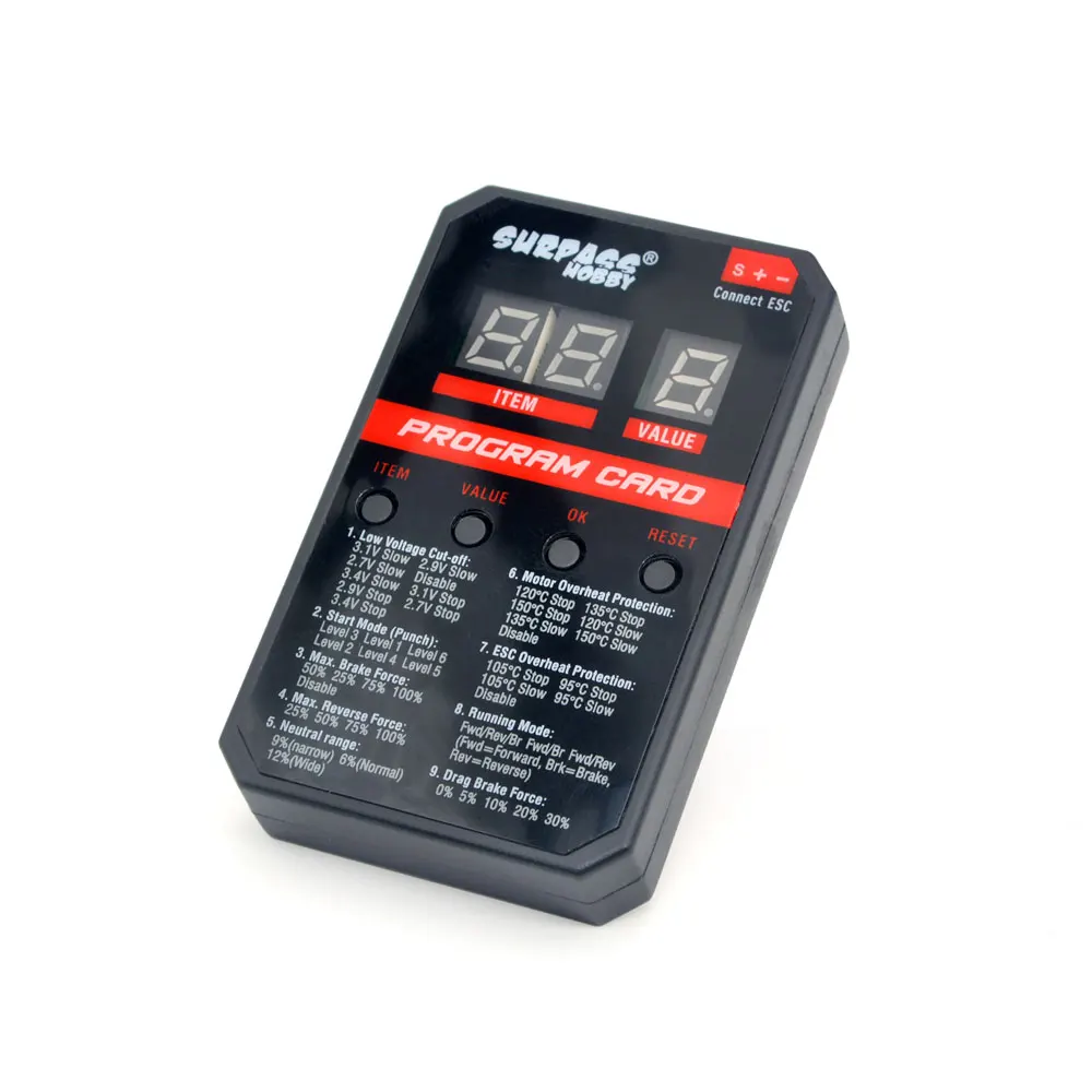 Surpass Hobby ROCKET-RC Universal LED Programming Card Upgraded for RC Car 45A/60A/80A/120A/150A Brushless ESC