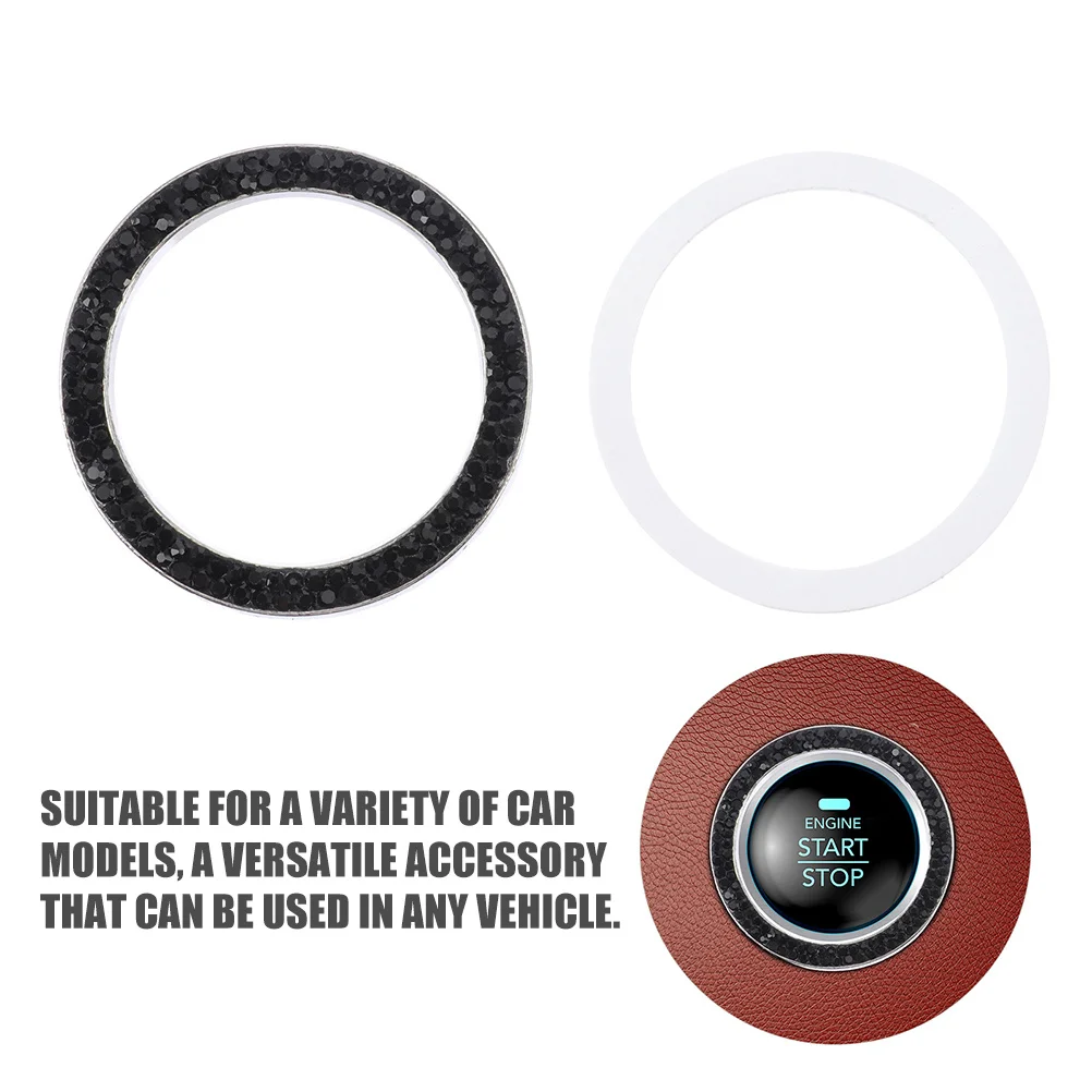 

2pcs Push To Start Button Cover Rhinestone Zinc Alloy Car Accessories Engine Start Stop Button Cover For Women Car Interior