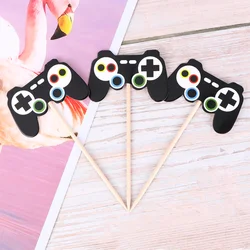 24 PCS Cake Cartoon Child Baby Cake Decorating Toppers Video Game Party Wooden Gamepad Shaped