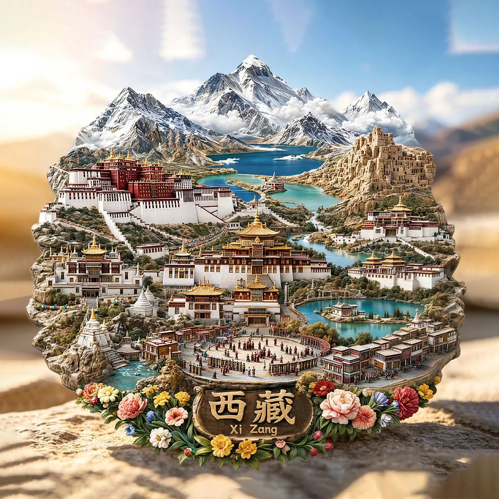Xizang Potala Palace MountEverest3DMetal Fridge Magnet City Landmark Refrigerator Magnet Travel SouvenirGift Creative Home