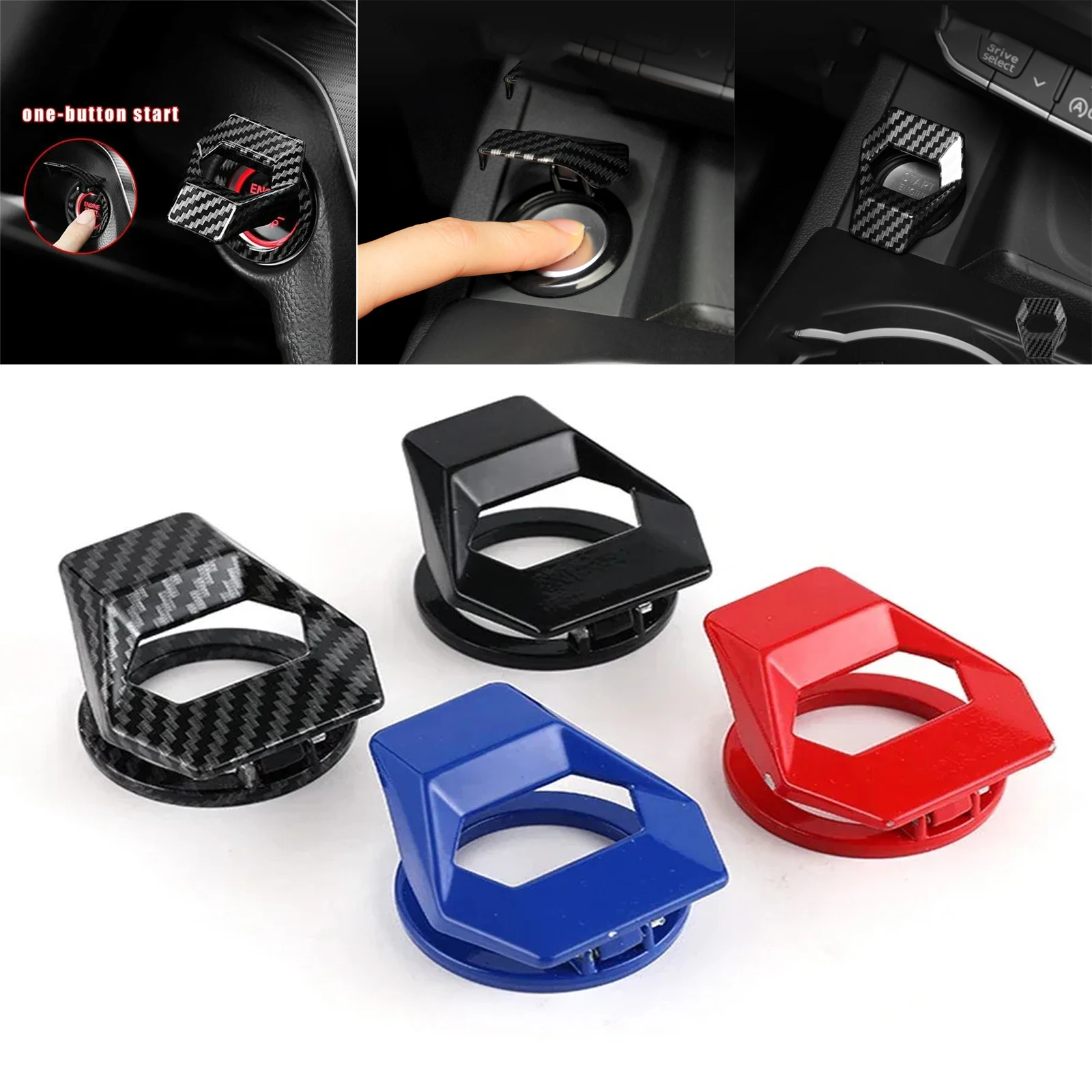 

Car Engine Start Stop Switch Button Cover Interior One-Key Start Ignition Engine Stop Push Switch Button Protective Cover Decor