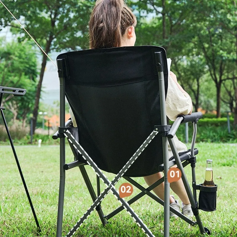 Ergonomic Director Chair, Adjustable Folding Chair with Armrest, Heavy Duty Outdoor Camping Seat, Portable Reclining for Adults