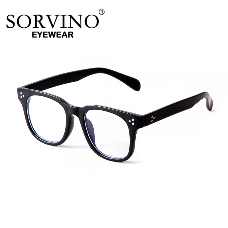 SORVINO Square Myopia Glasses Men Women Black Optical Computer Eyewear Light Frame Female Anti Blue Light Blocking Eyeglasses