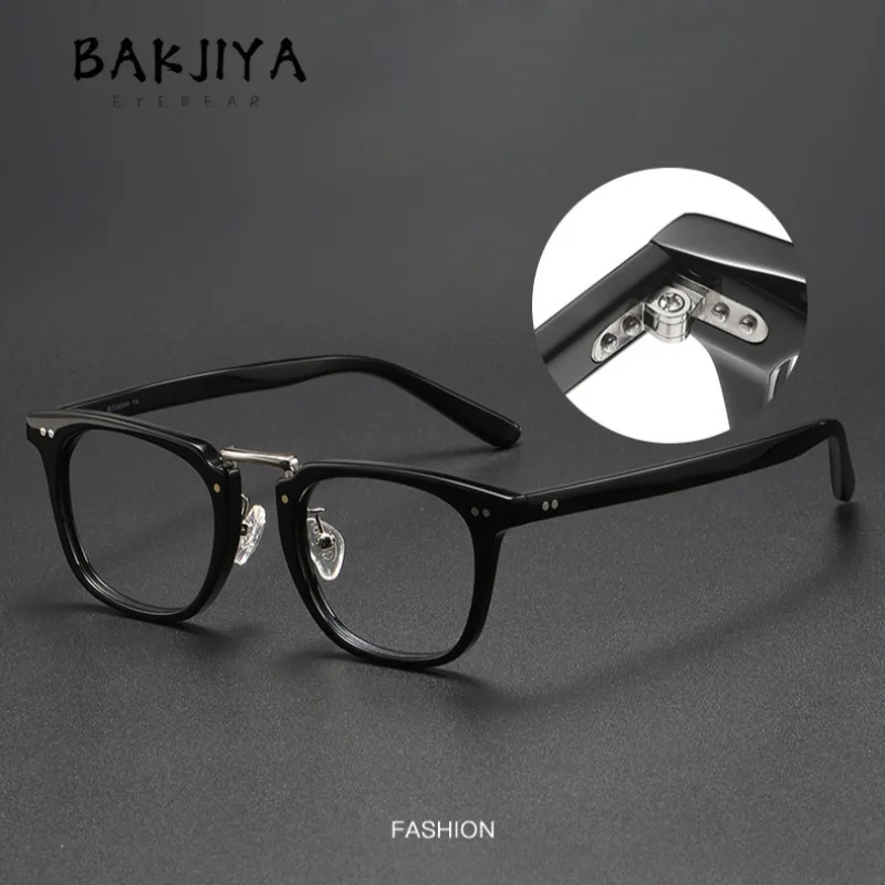 

Japanese Handmade Eyeglasses Frame Men High Quality Acetate Optical Prescription Glasses Vintage Square niche Black Frame Male