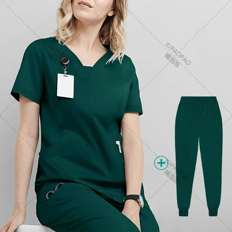 Multicolor Short-Sleeved Pharmacy Nurse Uniform Hospital Doctor Workwear Dental Surgery Uniforms Medical Lab Work Two-piece Suit