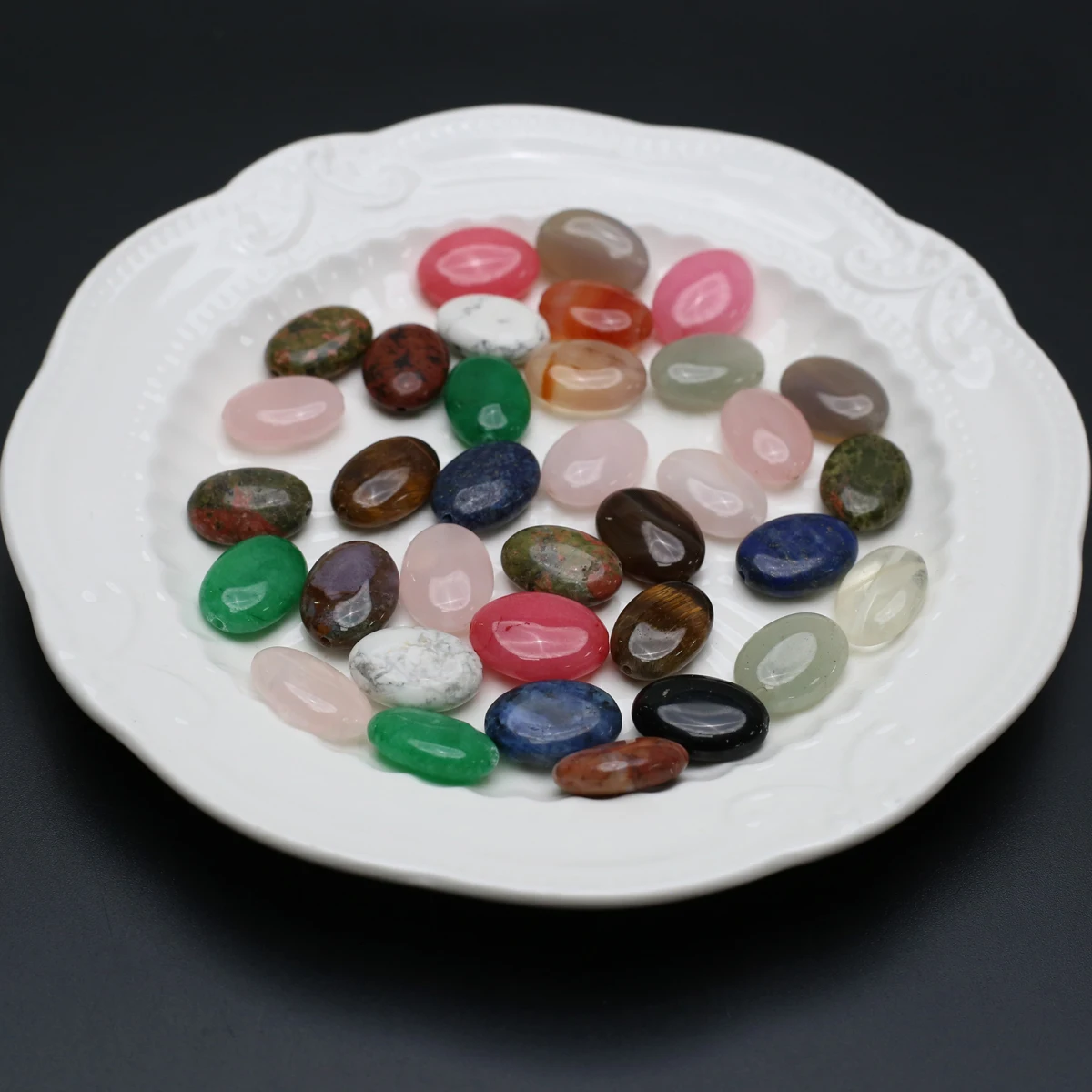 

Оптовая продажа, 30 шт., овальные бусины из натурального камня, розового кварца, унакита для изготовления ювелирных изделий «сделай сам», Аксессуары для ожерелья, подарок, 13x18x6 мм