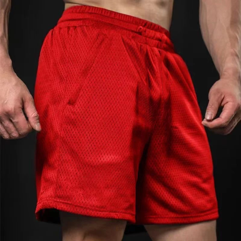 Men\'s Mesh Shorts Breathable Quick Drying Gym Running Short Pants Solid Color Daily Sports Shorts Men