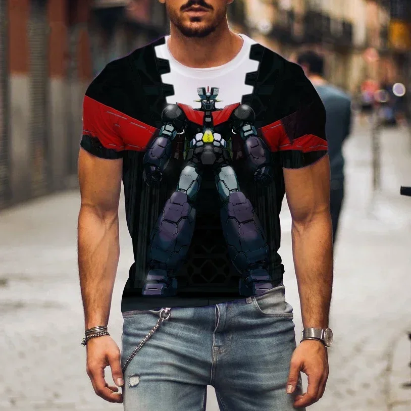 

Fashion Street Clothing Harajuku Children's T-shirt Men's Cloth Mazinger Z Men's 3D Printed Anime Robot T-shirt Top Short Sleeve