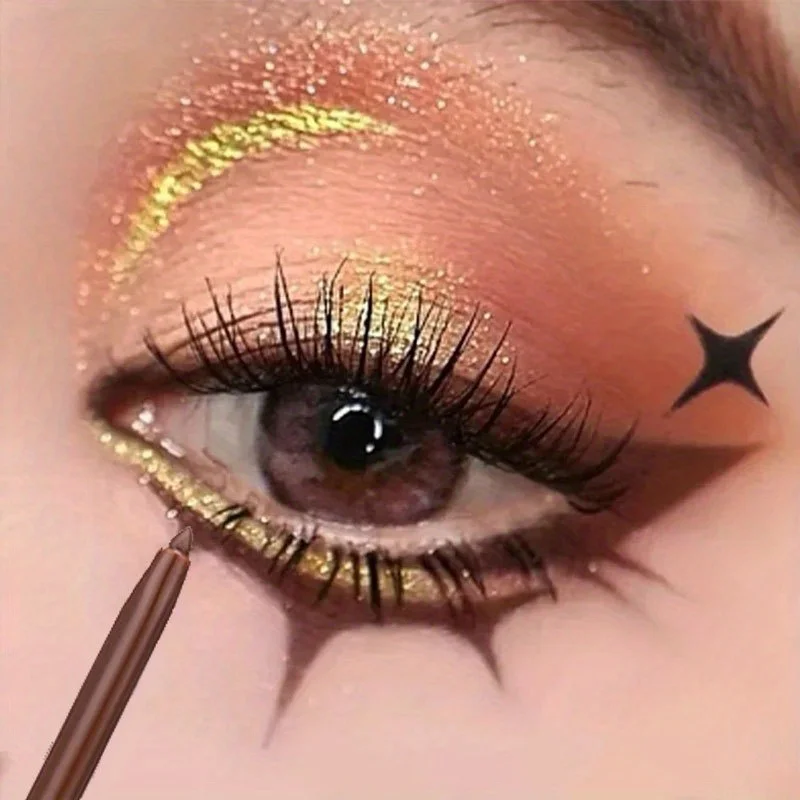 قطعة واحدة من قلم تحديد العيون غير اللامع المقاوم للماء، سريع الجفاف، يدوم طويلاً، غطاء قهوة بني ناعم، مكياج عيون متعدد الاستخدامات، مستحضرات تجميل