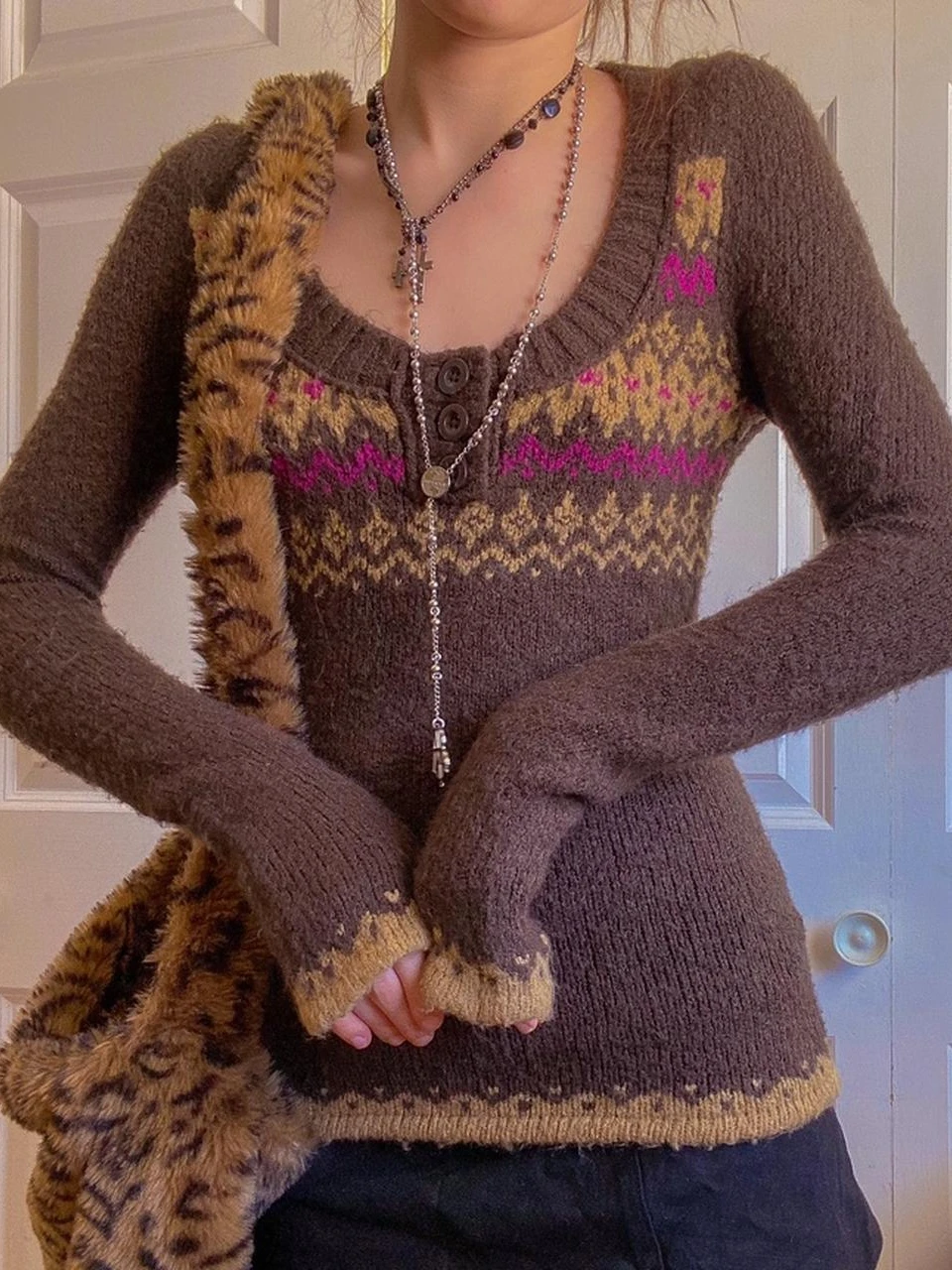 

Длинный пуловер-све в стиле ретро, вязаный свитер, уличный круглый, повседневный крой, летняя мода, женский трикотаж