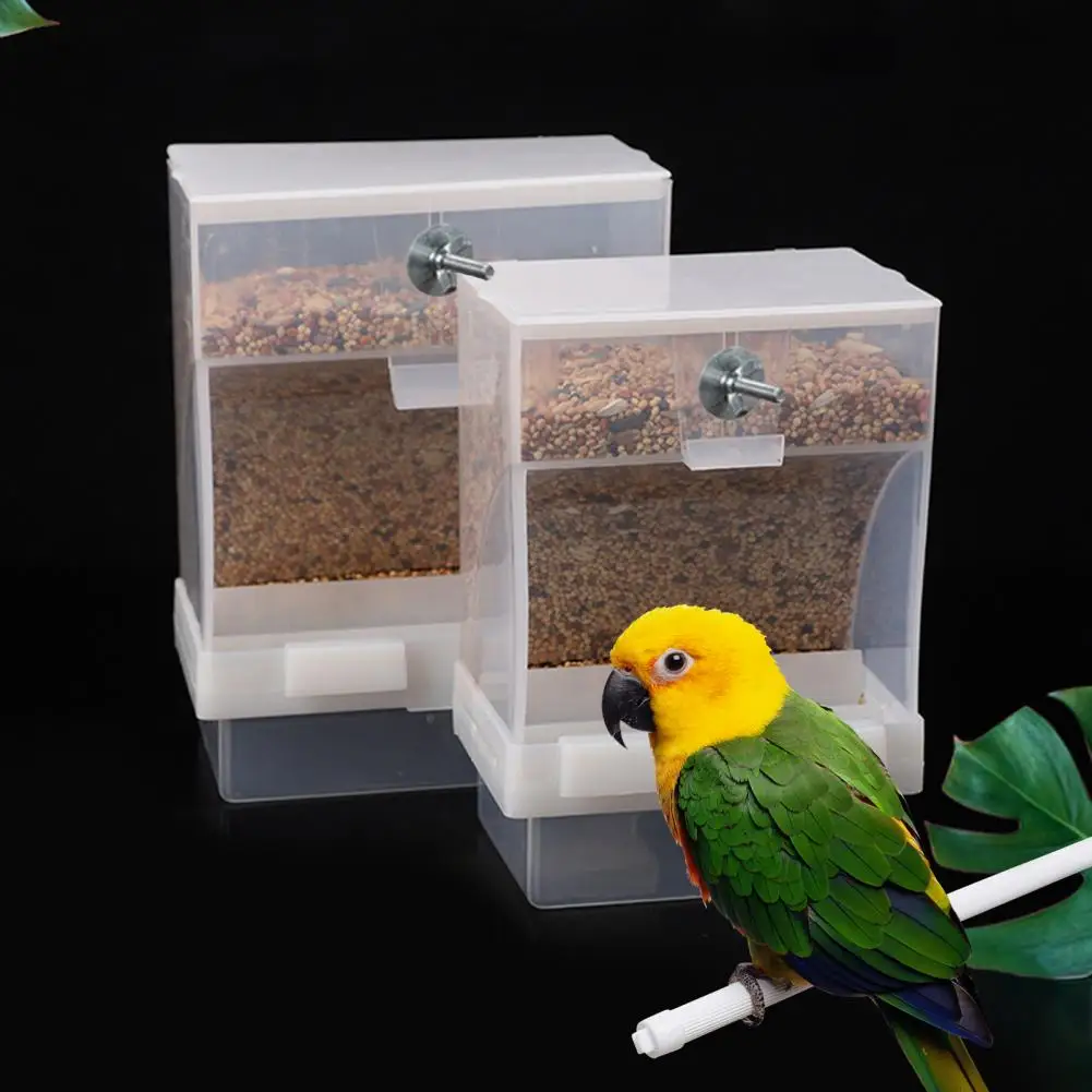 Bird Automatic Feeder Easy to Clean Bird Food Box Screw Fixing Anti-splash  Convenient Parrot Hanging Automatic Feeder