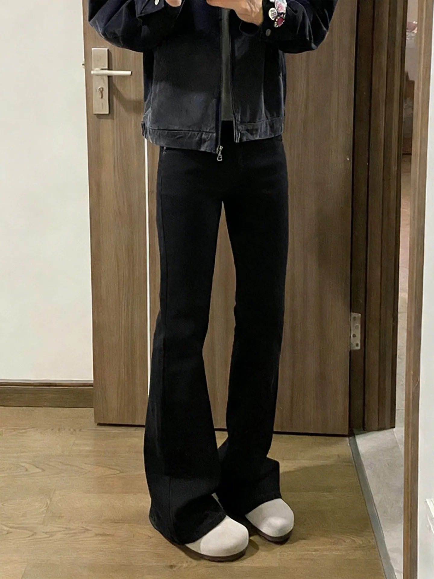 

Bla High Waist Straight Leg Knife Denim Jeans Men's Spring American Sle Fce Lined Slimming Tapered Pants