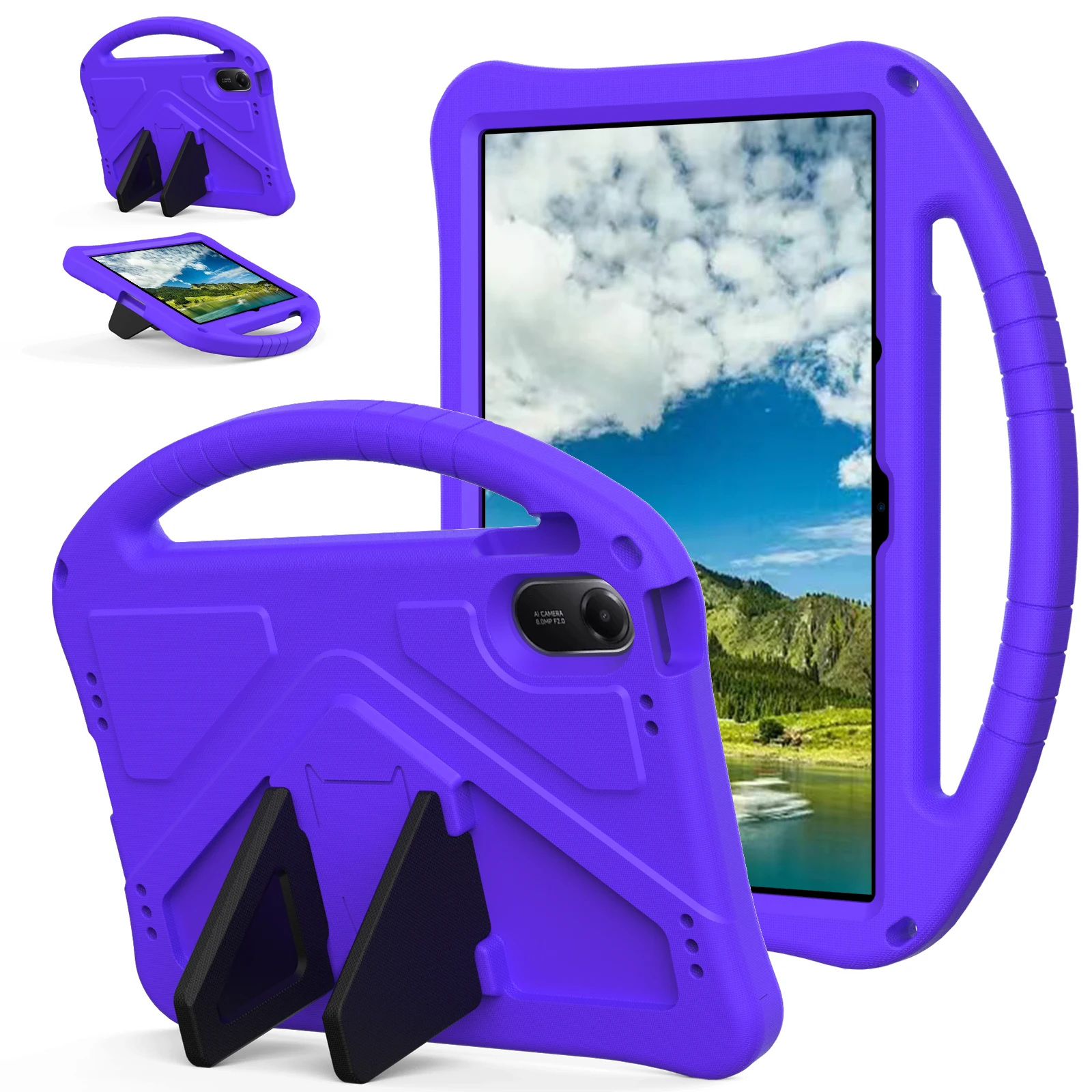 

For Xiaomi Redmi Pad 2 Case EVA Tablet Cover with Handle Kickstand Children Friendly - Purple