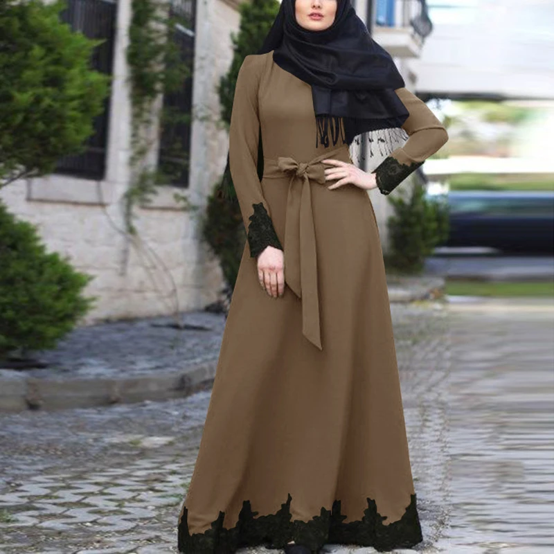 

Plus Size Abaya Lace Muslim Women Maxi Dress Dubai Turkey Kaftan Islamic Clothing Eid Ramadan Modest Abayas Morocco Caftan Robe