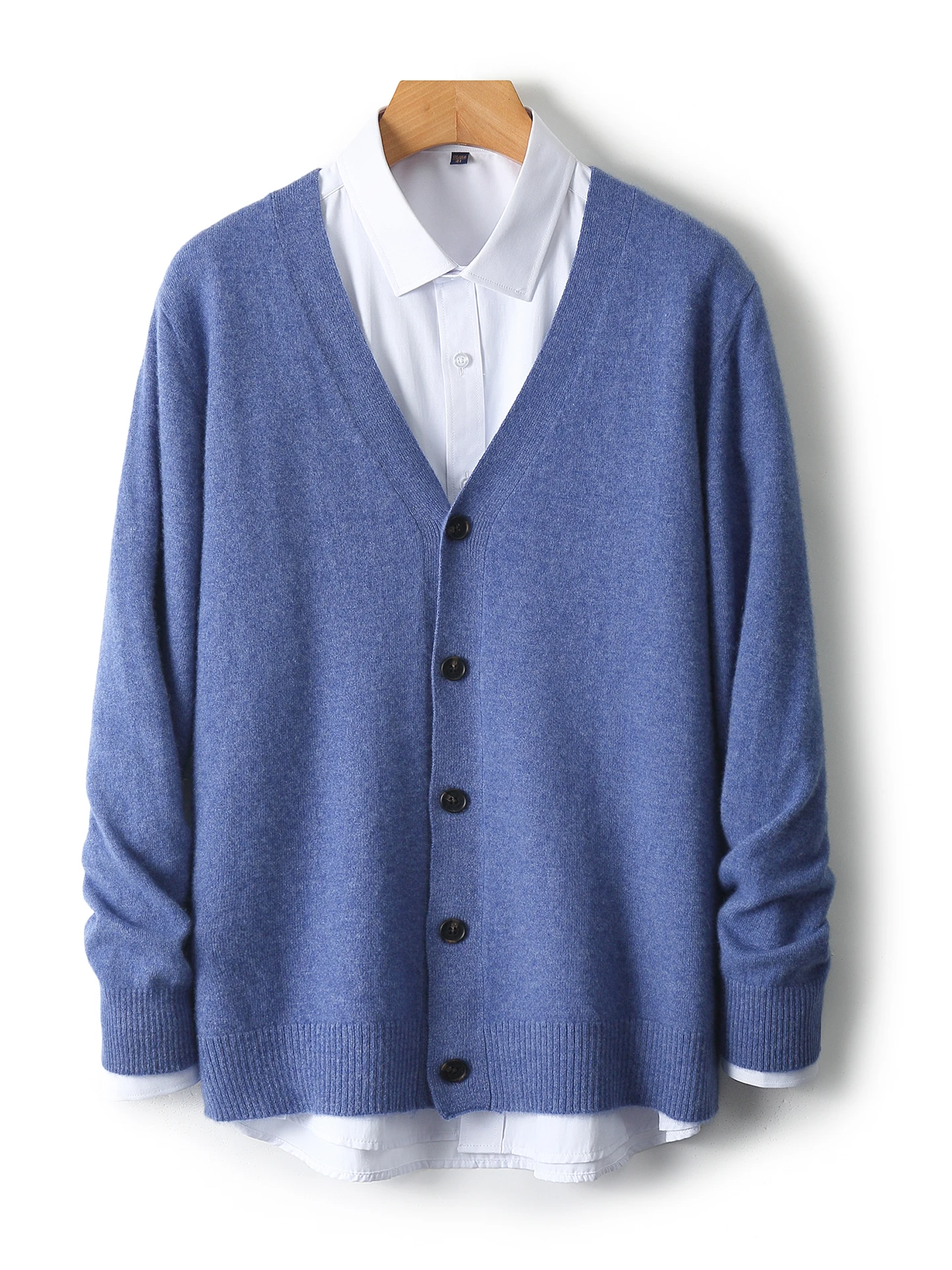 Smart Casual Autumn Winter Man Sweater Basic 100% Merino Wool Knitted Cardigan Long Sleeve Clothing Tops Cashmere Men Outerwear