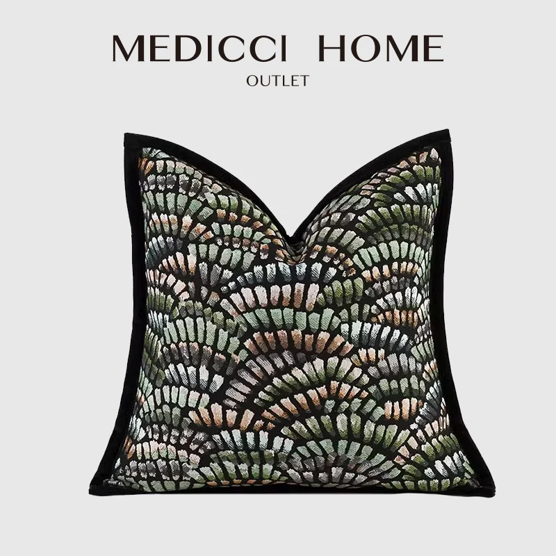 

Medicci Home Rainbow Green Light Fancy Pillow Cover Luxurious Multi Colors Blocks Jacquard Cushion Case Modern Boho Decoration