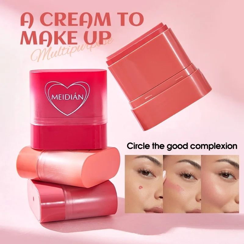 

6 Colors Multi-Effect Blush Stick Waterproof, Sweatproof & Long-Lasting, Natural Nude Makeup, Contouring & Brightening Lip Dual