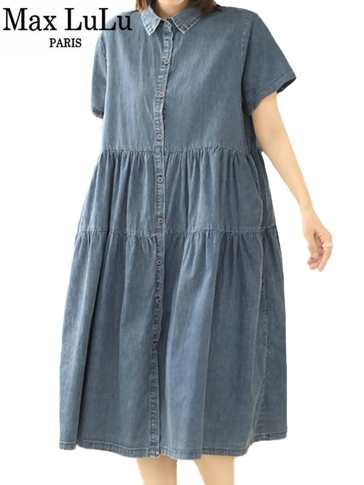 Max LuLu 2023 Summer Clothes Womens Fashion Loose Elegant Denim Dresses Ladies Luxury Casual Classic Vintage Harajuku Vestidos