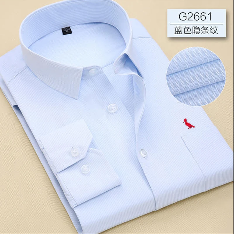 New Stretch Anti-Wrinkle Cotton Men\'s PIus Shirts Long Sleeve Dress Shirts For Men Slim Fit Camisa Social Business Blouse Shirt