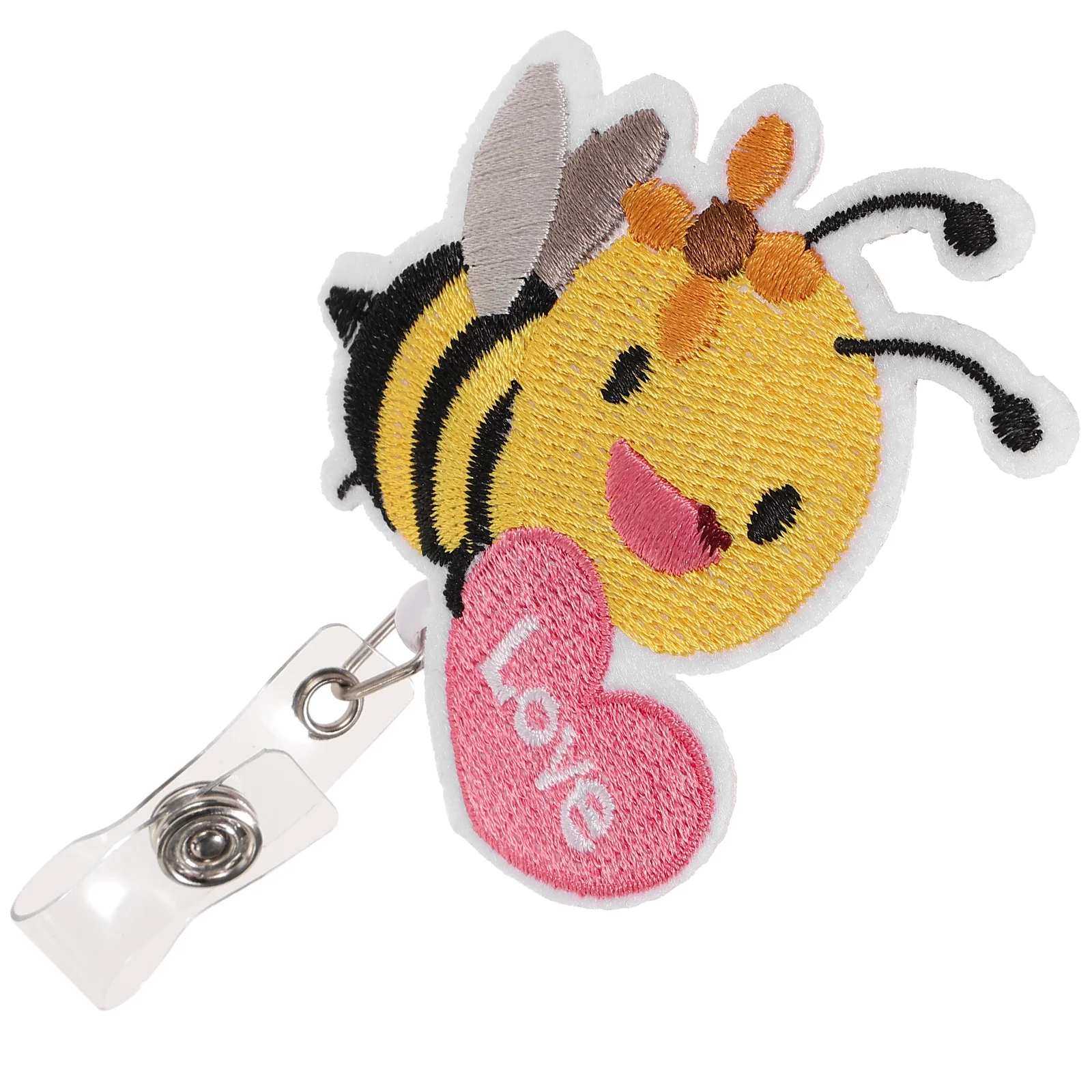 

Felt Bee Badge Clips ID Card Holder Rotating Easy On Off Nurse Tags Decorative Portable Clip Accessories Felt Animals