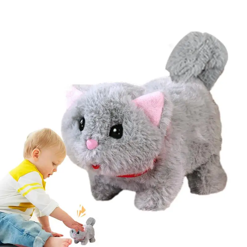 Barking Dog Toys For Kids Walking Dog Cat Plush Animal Barking Dog Companion Animal Electric Pets Battery Operated Tail Wagging