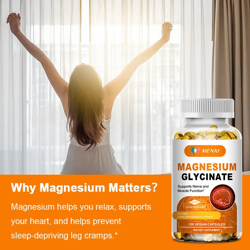 Magnesium Glycinate Caps 400mg Mineral Supplement For Women & Mens Sleep Support