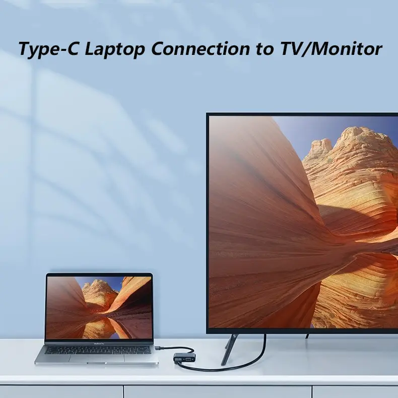 USB C hub connected to laptop