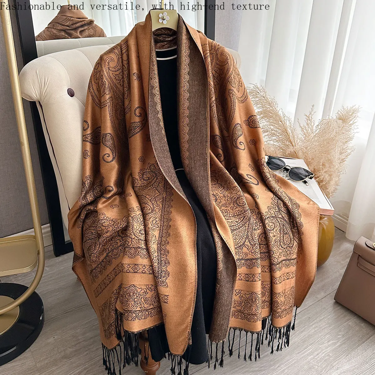 

2025 новый осенне-зимний шарф с принтом, зимняя высококачественная теплая шаль для женщин