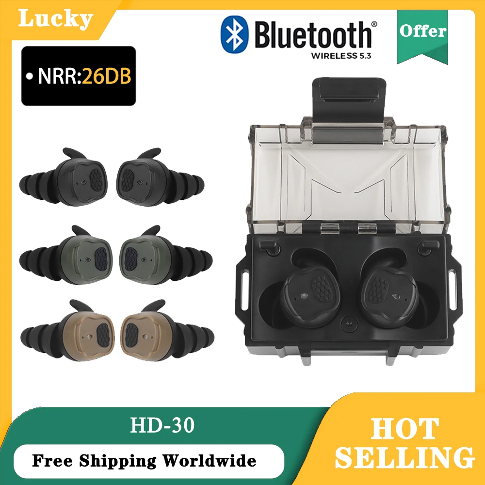 

Outdoor Hunting Shooting Sports Noise Canceling Headset， Sound Pickup Soundproof NRR 26DB Bluetooth Connection In-Ear Earplugs