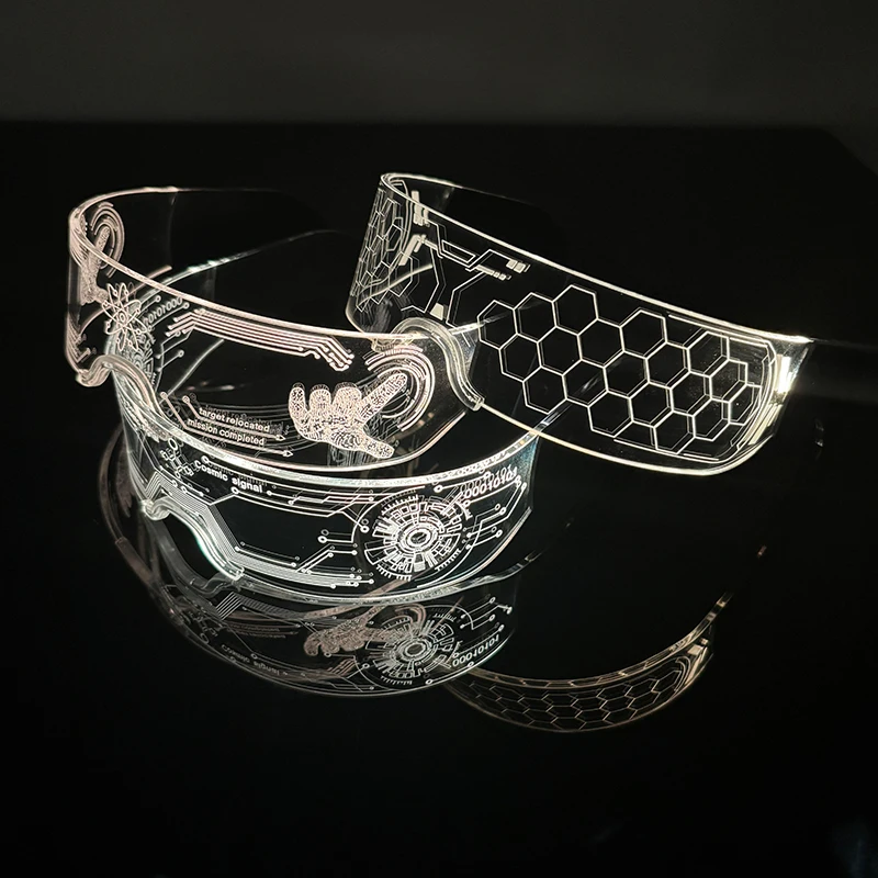 Luminous Futurist Cyberpunk Glasses glowing color change glasses cool flashing glasses for man women nightclub cospaly supplies