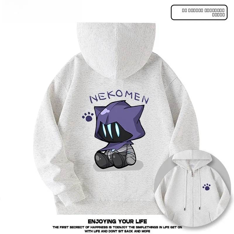 

Толстовка-худи Fearl Contract Game на молнии, осенне-зимняя повседневная одежда, смесь полиэстера и хлопка, с длинными рукавами, с принтом