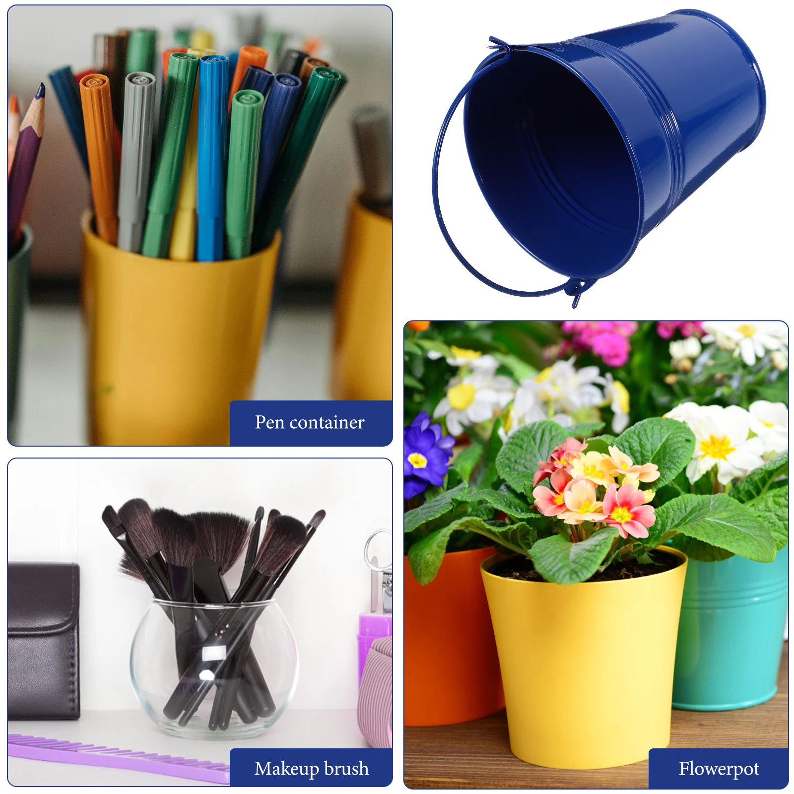 

4Pcs Iron Decorative Buckets Metal Flower Planters for Home Party Favor Storage Tin Bucket Vase Handle Small Succulent Pot