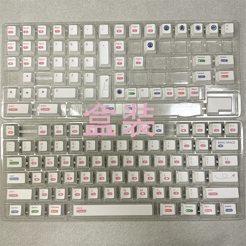 Keycap PBT personalizado para teclado mecânico, Anime Keycaps, Tema PS, Designer, Branco, Mínimo, Perfil Cereja, Mx