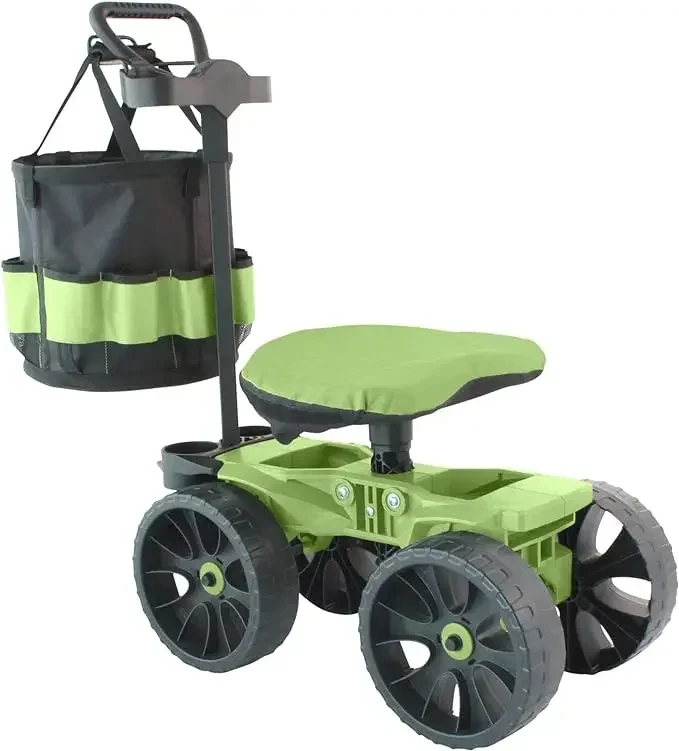 

tt Wheeled Garden Stool with Handles Relieve Pain Getting Up and Down | Gardening Work-Seat