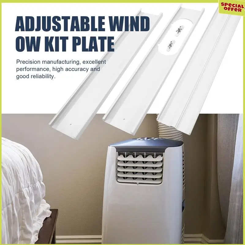 A34R Portable Window Adaptor Window Slide Kit Plate Adjustable Air Conditioner Window Kit Practical Slide Plate Wind Shield