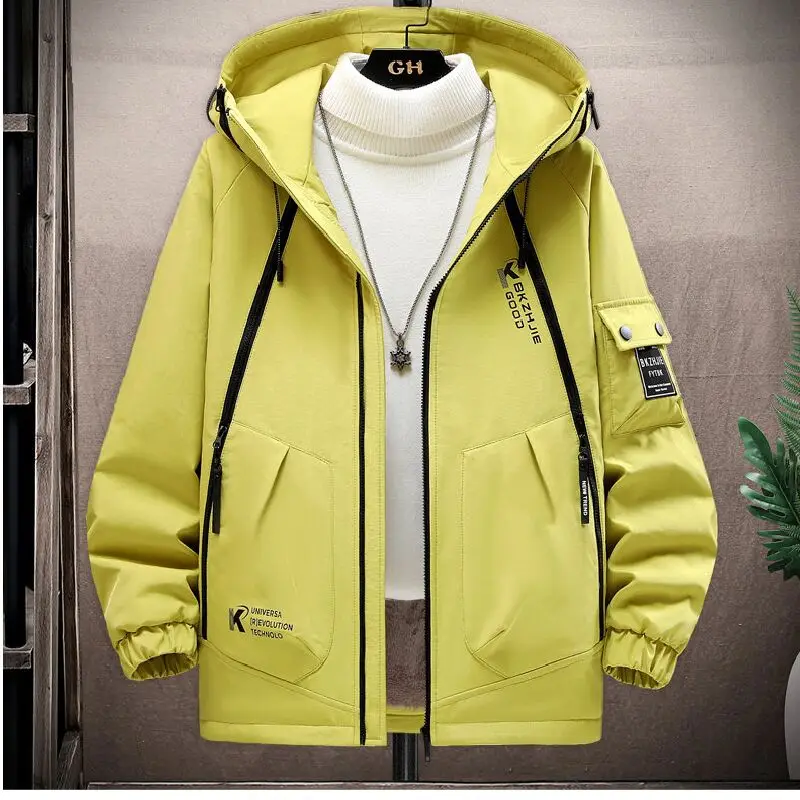 

Mens Windproof Rain Jacket Outdoor Waterproof Hiking Jacket with Hood Autumn Trekking Windbreaker Jacket for Men Sports Coat