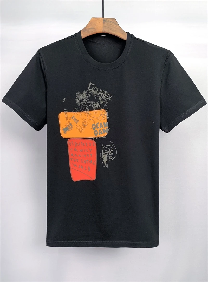 

Summer Fashion D2 Short Sleeve T-shirt Men's Letters Graffiti Printed Round Neck Couple Half Sleeve T-shirt Top